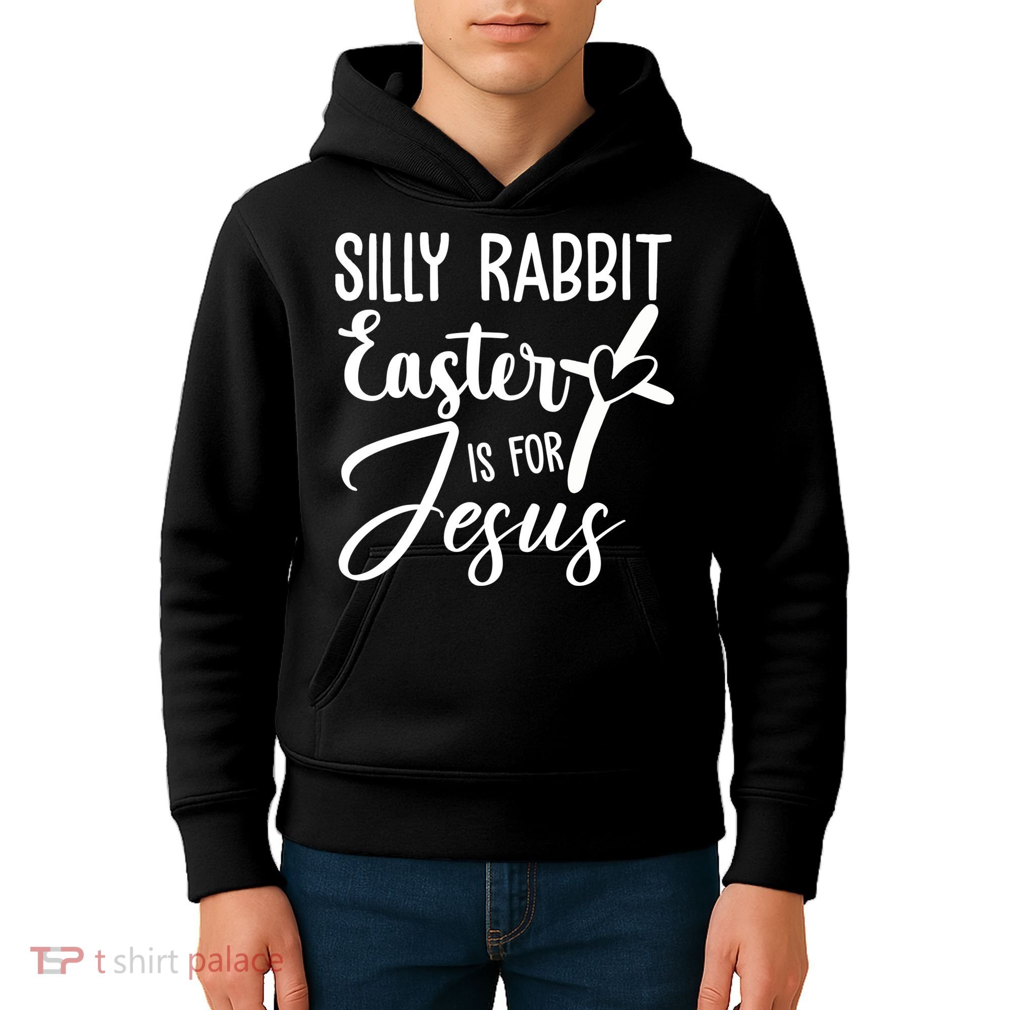 Silly Rabbit Easter Is For Jesus Cross Kids Hoodie