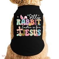 Silly Rabbit Easter Is For Jesus Cute Bunny Christian Faith Doggie Tank thumb 0