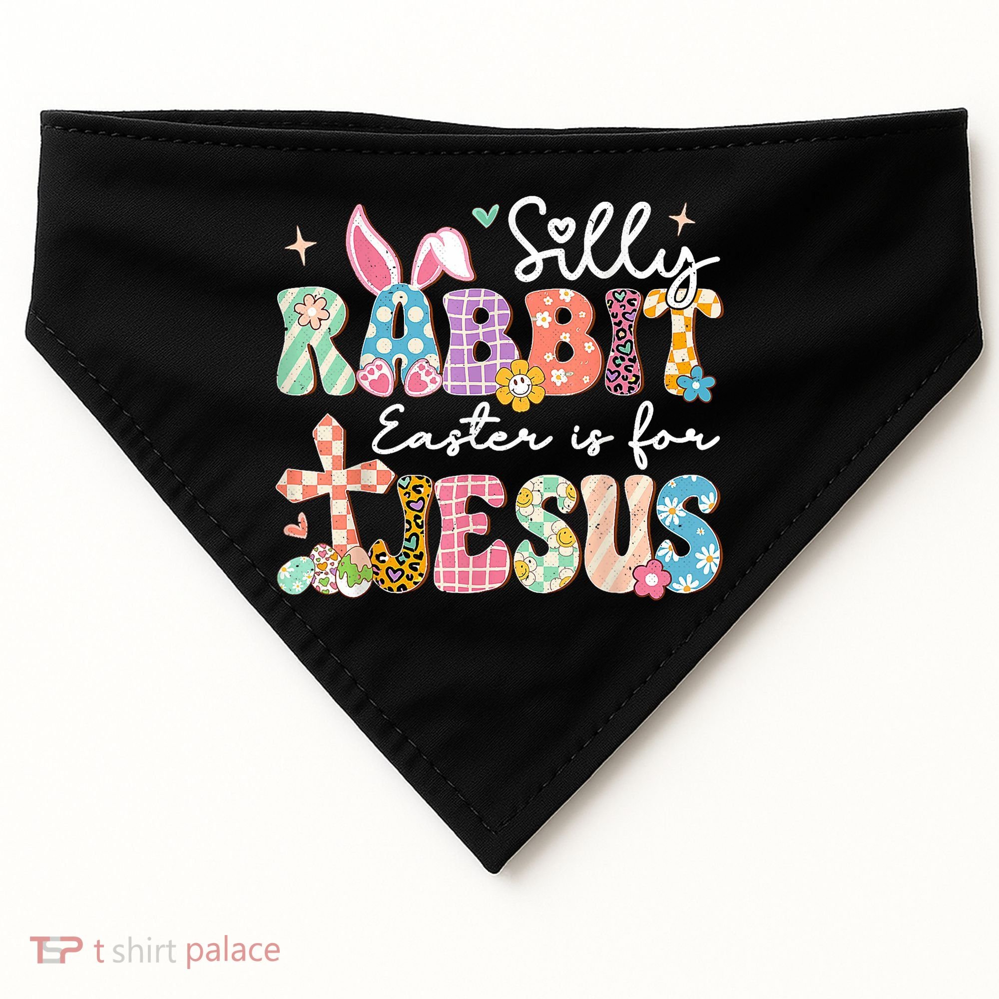Silly Rabbit Easter Is For Jesus Cute Bunny Christian Faith USA-Made Doggie Bandana