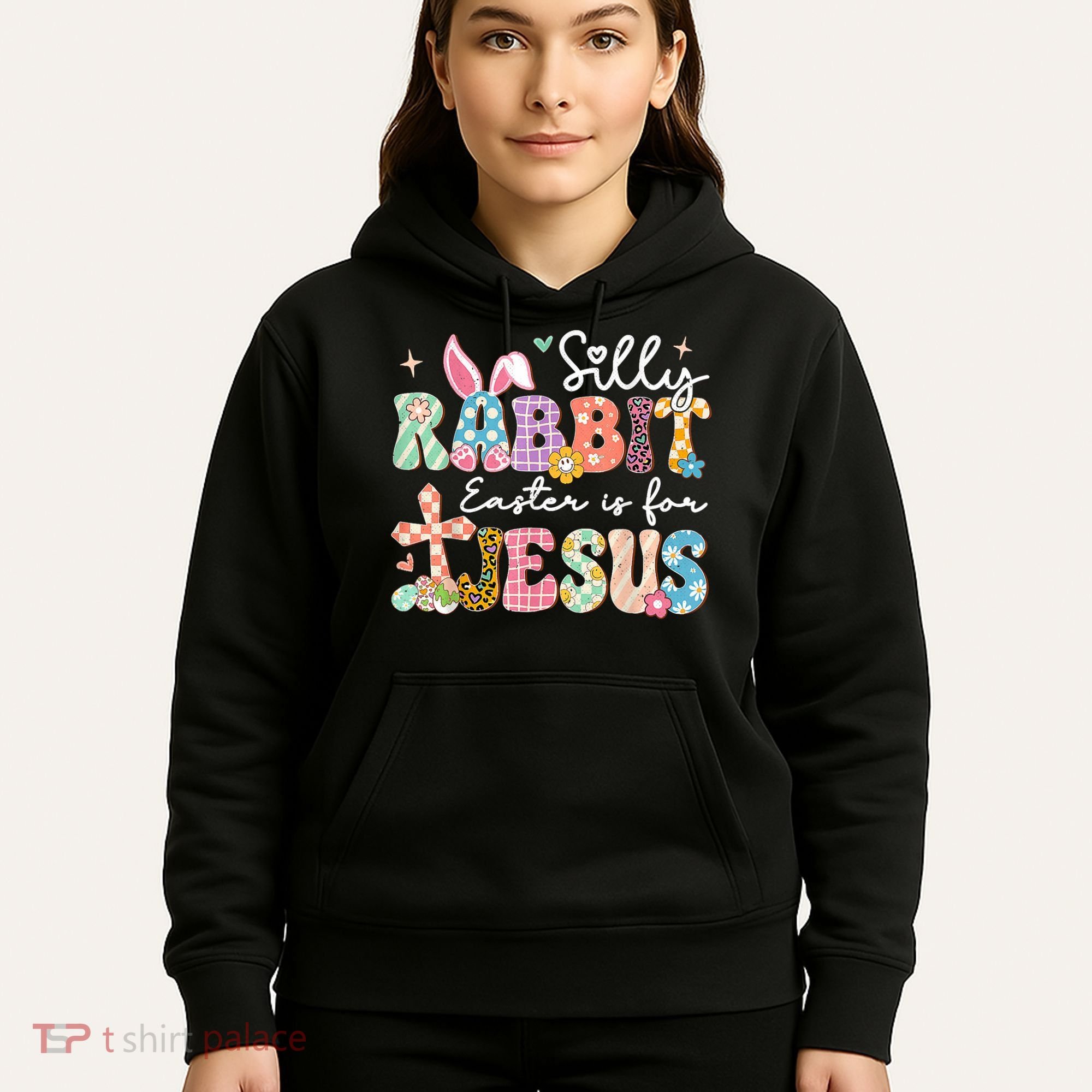 Silly Rabbit Easter Is For Jesus Cute Bunny Christian Faith Hoodie
