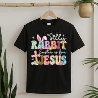 Silly Rabbit Easter Is For Jesus Cute Bunny Christian Faith T-Shirt thumb 2