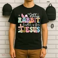 Silly Rabbit Easter Is For Jesus Cute Bunny Christian Faith T-Shirt thumb 6