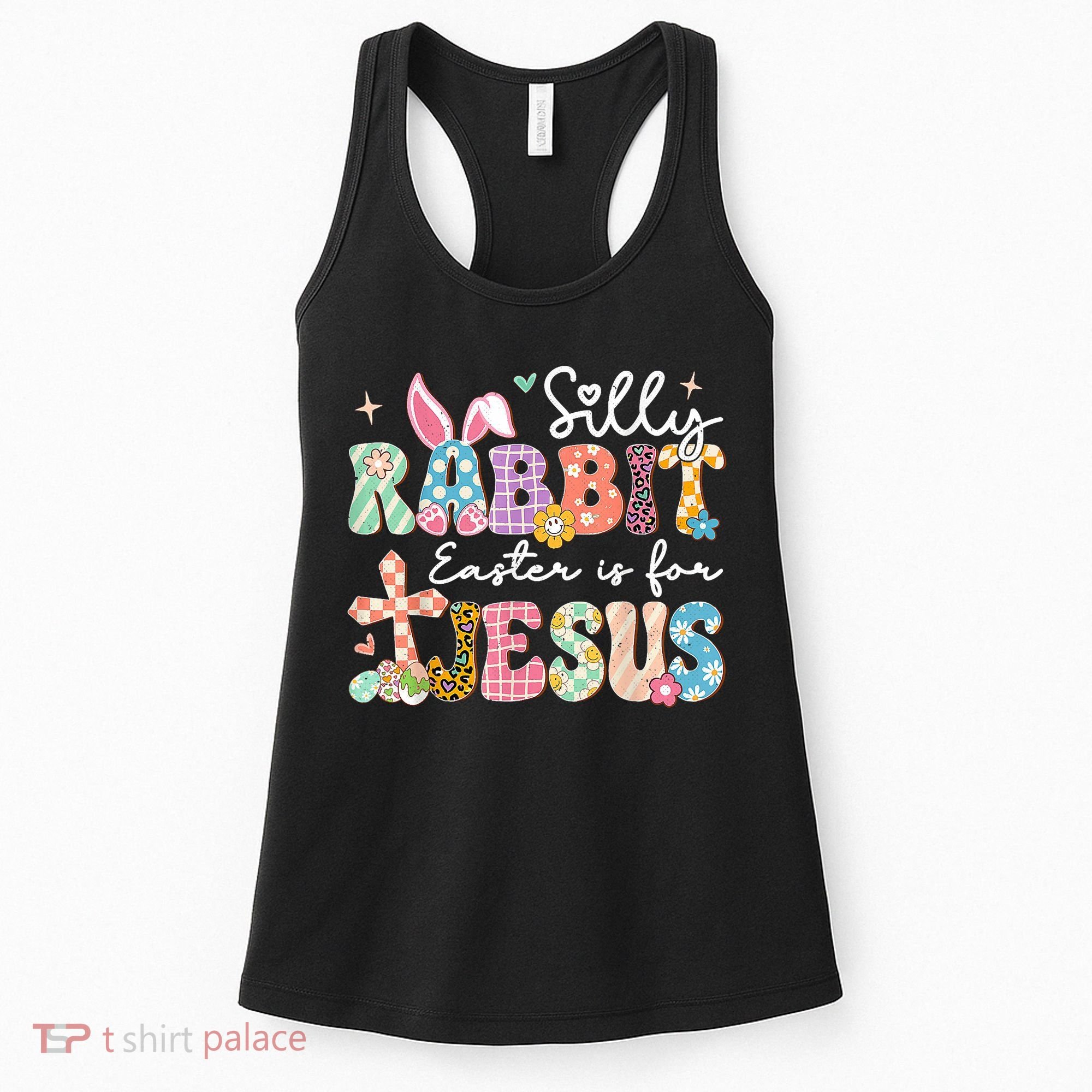 Silly Rabbit Easter Is For Jesus Cute Bunny Christian Faith Women's Tank Top