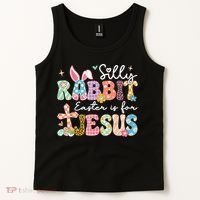 Silly Rabbit Easter Is For Jesus Cute Bunny Christian Faith Tank Top thumb 2
