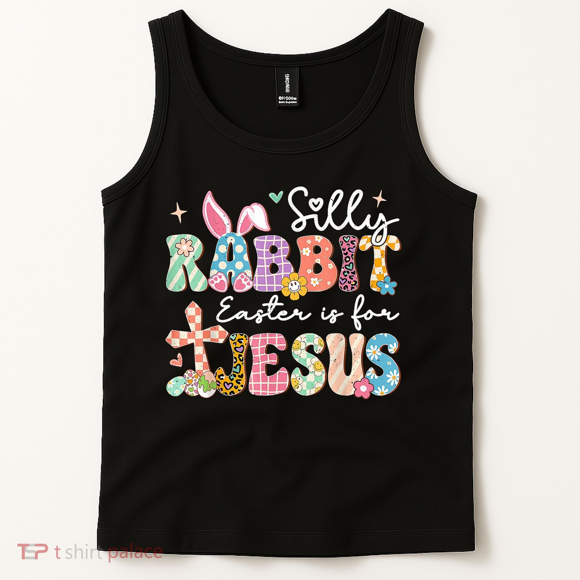 Silly Rabbit Easter Is For Jesus Cute Bunny Christian Faith Tank Top