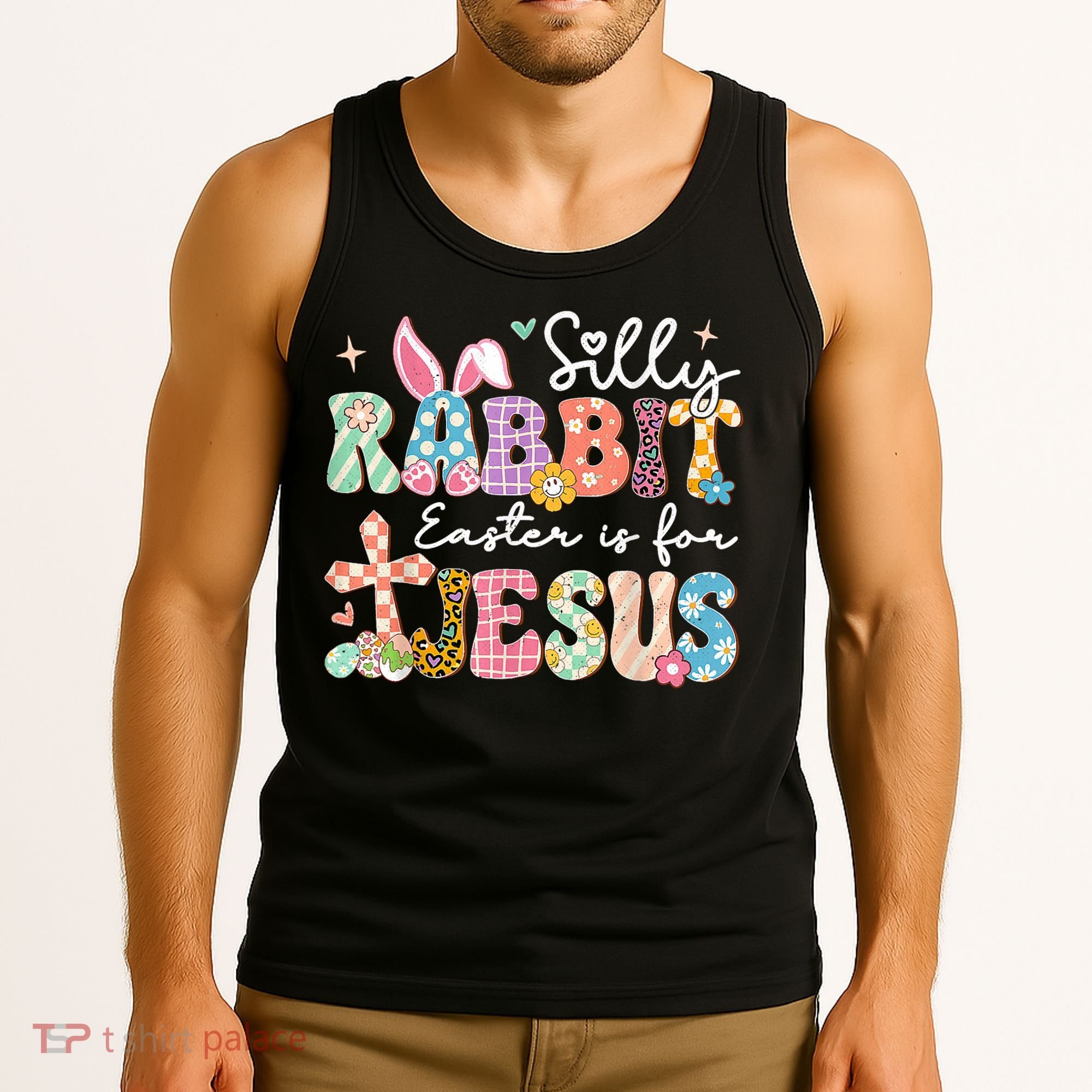 Silly Rabbit Easter Is For Jesus Cute Bunny Christian Faith Tank Top
