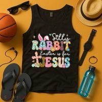 Silly Rabbit Easter Is For Jesus Cute Bunny Christian Faith Tank Top thumb 4
