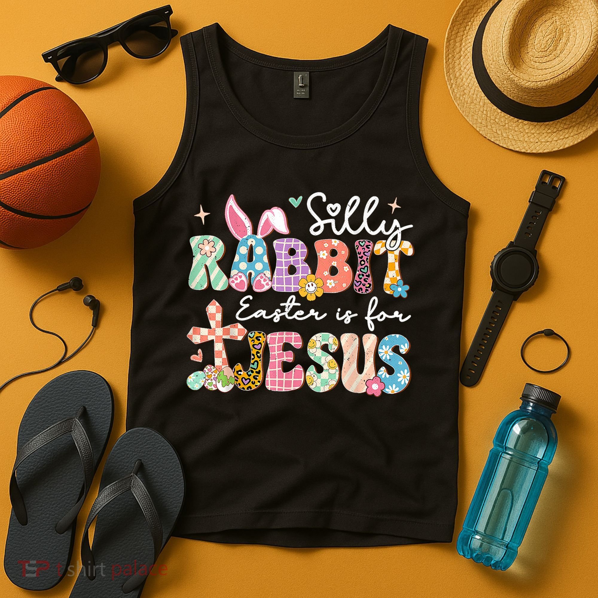 Silly Rabbit Easter Is For Jesus Cute Bunny Christian Faith Tank Top