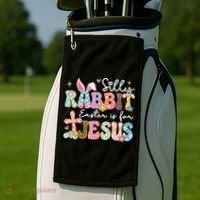 Silly Rabbit Easter Is For Jesus Cute Bunny Christian Faith Golf Towel thumb 2