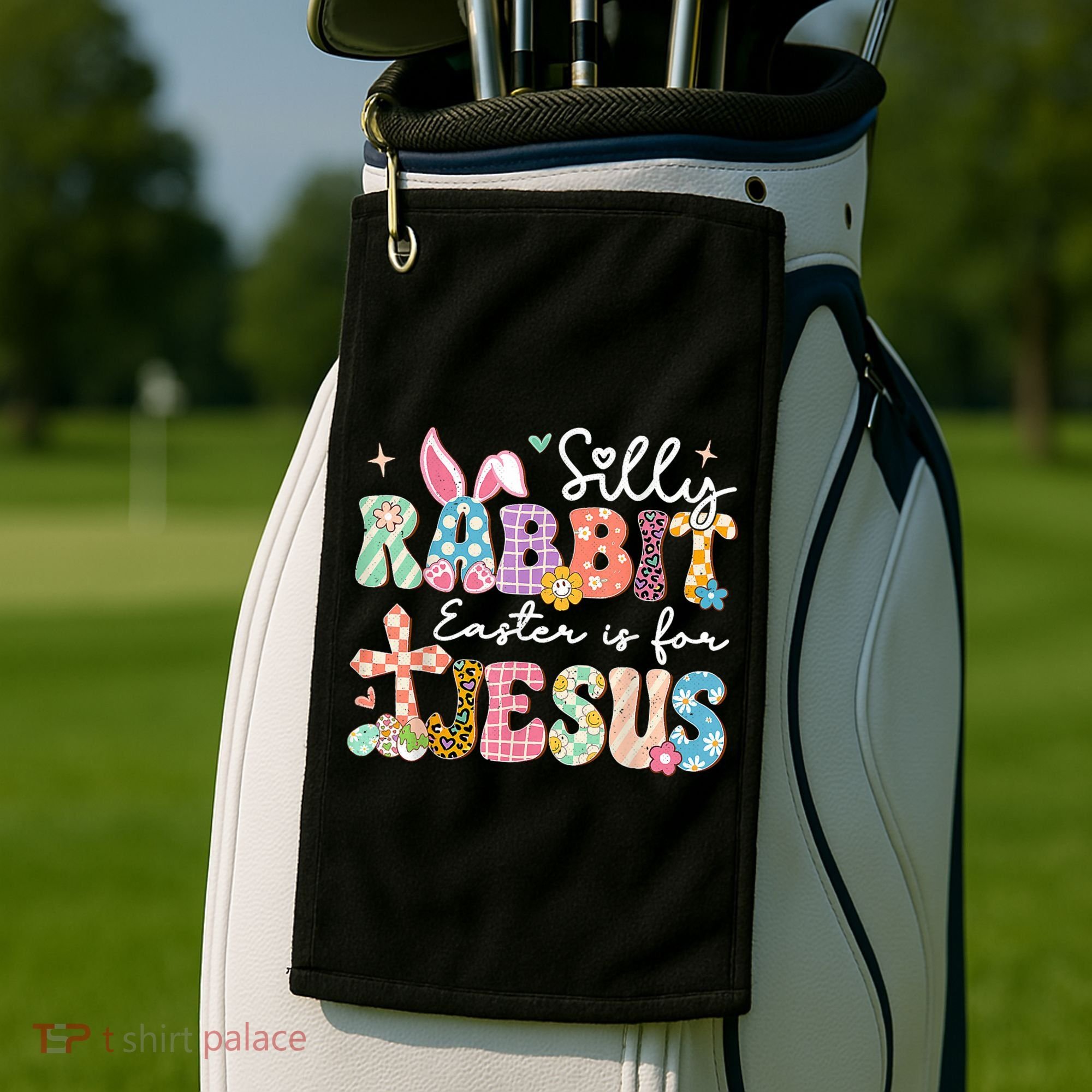 Silly Rabbit Easter Is For Jesus Cute Bunny Christian Faith Golf Towel