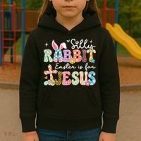 Silly Rabbit Easter Is For Jesus Cute Bunny Christian Faith Kids Hoodie thumb 3
