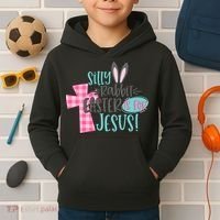 Silly Rabbit Easter Is For Jesus Women Easter Kids Hoodie thumb 2