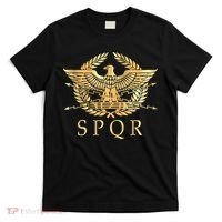 Spqr Roman Empire Standard Eagle Emblem Vintage Gold Shield T-Shirt thumb 0