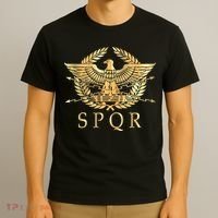 Spqr Roman Empire Standard Eagle Emblem Vintage Gold Shield T-Shirt thumb 3