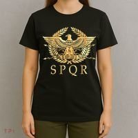 Spqr Roman Empire Standard Eagle Emblem Vintage Gold Shield T-Shirt thumb 4