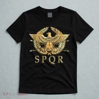 Spqr Roman Empire Standard Eagle Emblem Vintage Gold Shield T-Shirt thumb 5