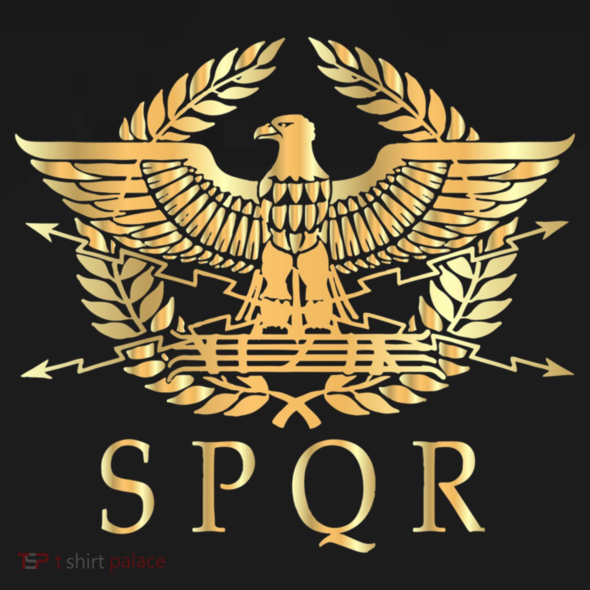 Spqr Roman Empire Standard Eagle Emblem Vintage Gold Shield T-Shirt