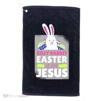 Silly Rabbit Easter Is For Jesus Funny Eggs Golf Towel thumb 0