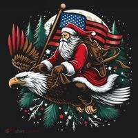 Santa Riding Eagle Usa Flag Christmas Backpack thumb 2