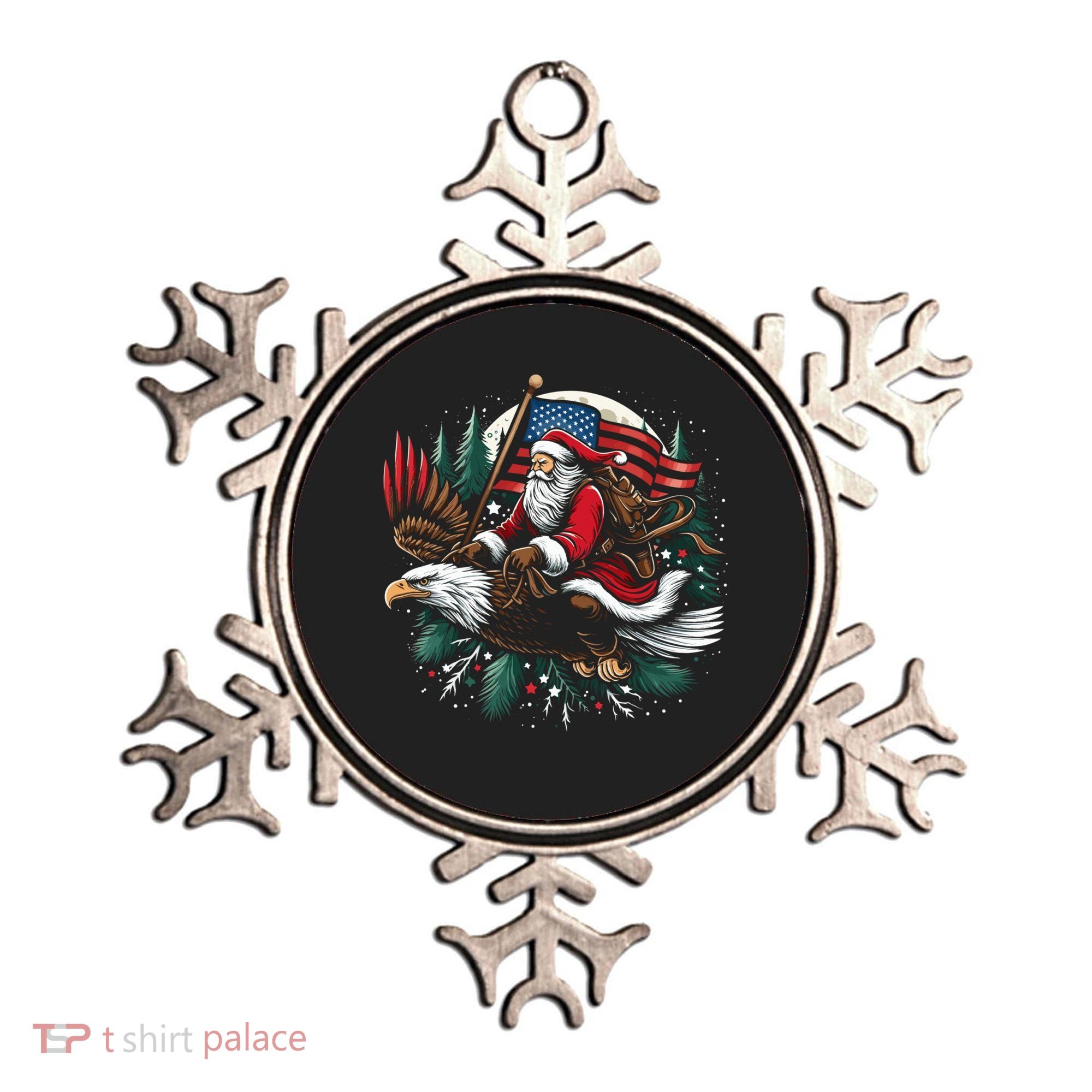 Santa Riding Eagle Usa Flag Christmas Ornament