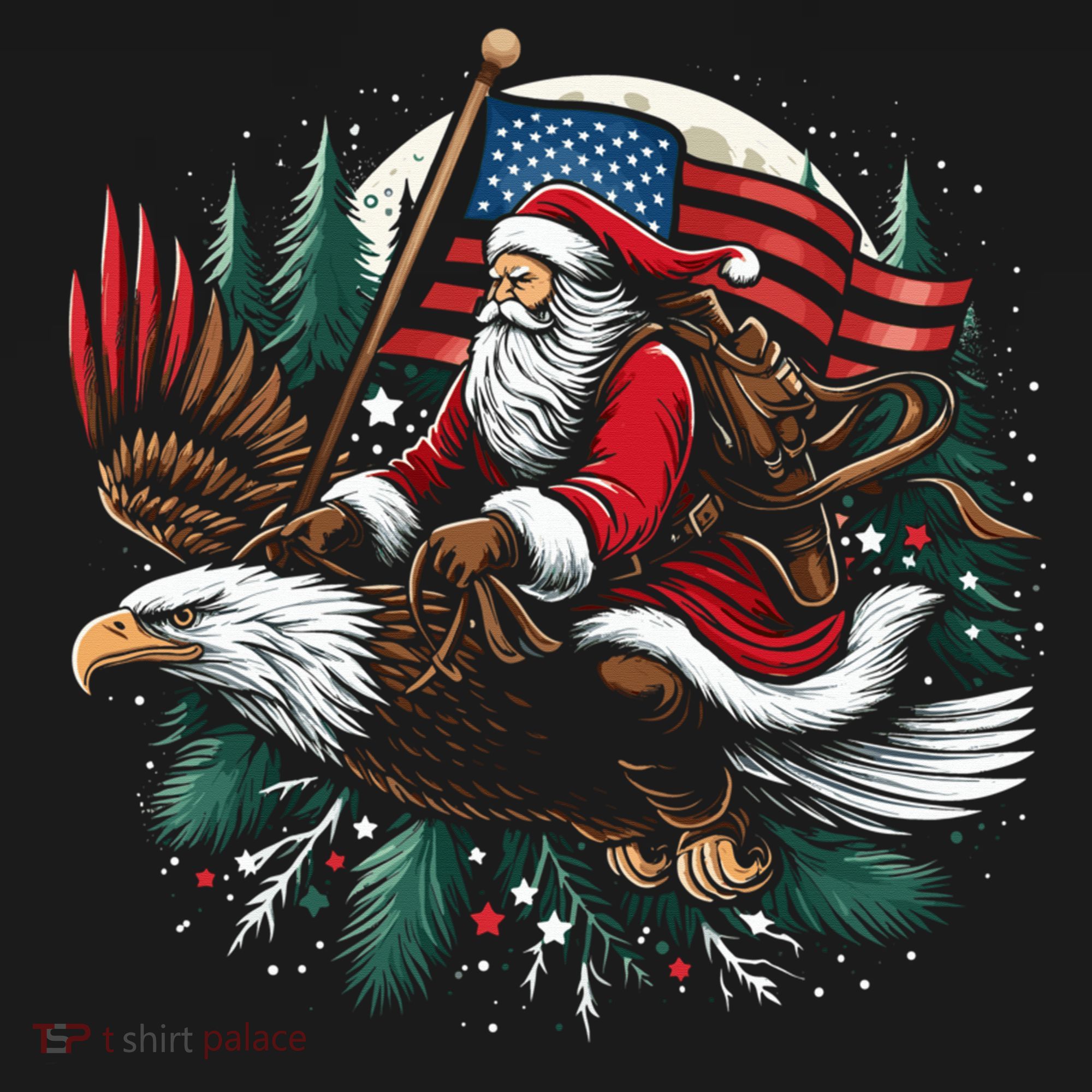 Santa Riding Eagle Usa Flag Christmas Ornament