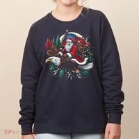 Santa Riding Eagle Usa Flag Christmas Women's Sweatshirt thumb 0