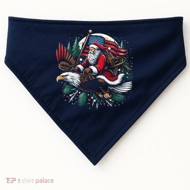 Santa Riding Eagle Usa Flag Christmas USA-Made Doggie Bandana