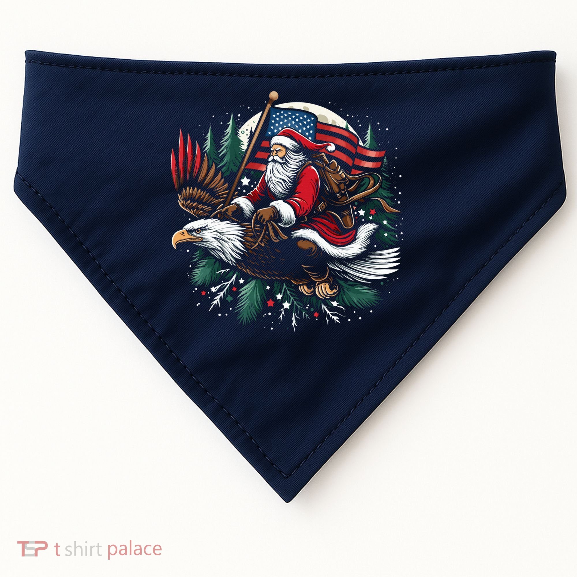 Santa Riding Eagle Usa Flag Christmas USA-Made Doggie Bandana