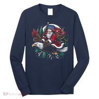 Santa Riding Eagle Usa Flag Christmas Long Sleeve Shirt thumb 0
