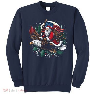 Santa Riding Eagle Usa Flag Christmas Sweatshirt