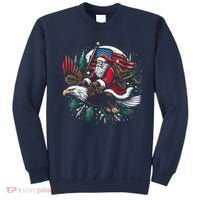 Santa Riding Eagle Usa Flag Christmas Sweatshirt thumb 0