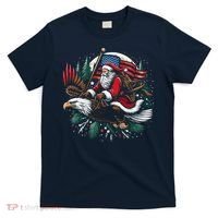 Santa Riding Eagle Usa Flag Christmas T-Shirt thumb 0