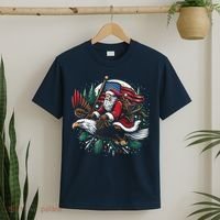 Santa Riding Eagle Usa Flag Christmas T-Shirt thumb 2