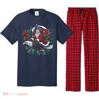 Santa Riding Eagle Usa Flag Christmas Pajama Set thumb 0