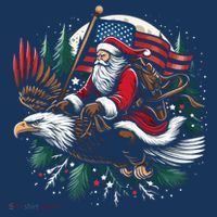 Santa Riding Eagle Usa Flag Christmas Women's Hoodie thumb 2