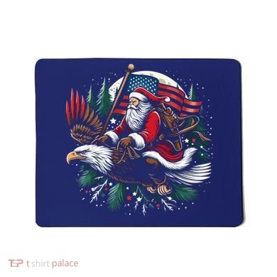 Santa Riding Eagle Usa Flag Christmas Mousepad