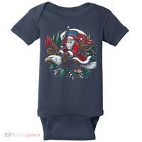 Santa Riding Eagle Usa Flag Christmas Baby Bodysuit thumb 0