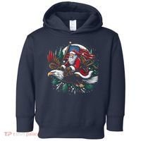 Santa Riding Eagle Usa Flag Christmas Toddler Hoodie thumb 0
