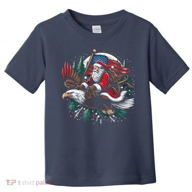 Santa Riding Eagle Usa Flag Christmas Toddler T-Shirt