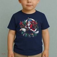 Santa Riding Eagle Usa Flag Christmas Toddler T-Shirt thumb 2