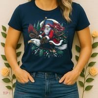 Santa Riding Eagle Usa Flag Christmas Women's T-Shirt thumb 2