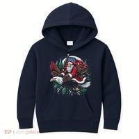 Santa Riding Eagle Usa Flag Christmas Kids Hoodie thumb 0