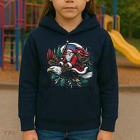 Santa Riding Eagle Usa Flag Christmas Kids Hoodie thumb 3