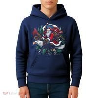 Santa Riding Eagle Usa Flag Christmas Kids Hoodie thumb 4