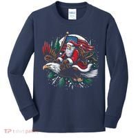 Santa Riding Eagle Usa Flag Christmas Kids Long Sleeve Shirt thumb 0