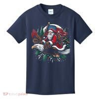 Santa Riding Eagle Usa Flag Christmas Kids T-Shirt thumb 0
