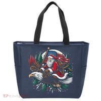 Santa Riding Eagle Usa Flag Christmas Tote Bag thumb 0