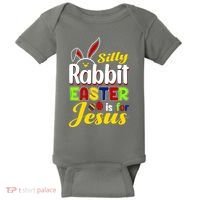Silly Rabbit Easter Is For Jesus Funny Easter Baby Bodysuit thumb 0