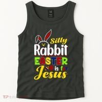 Silly Rabbit Easter Is For Jesus Funny Easter Tank Top thumb 2