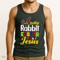 Silly Rabbit Easter Is For Jesus Funny Easter Tank Top thumb 3
